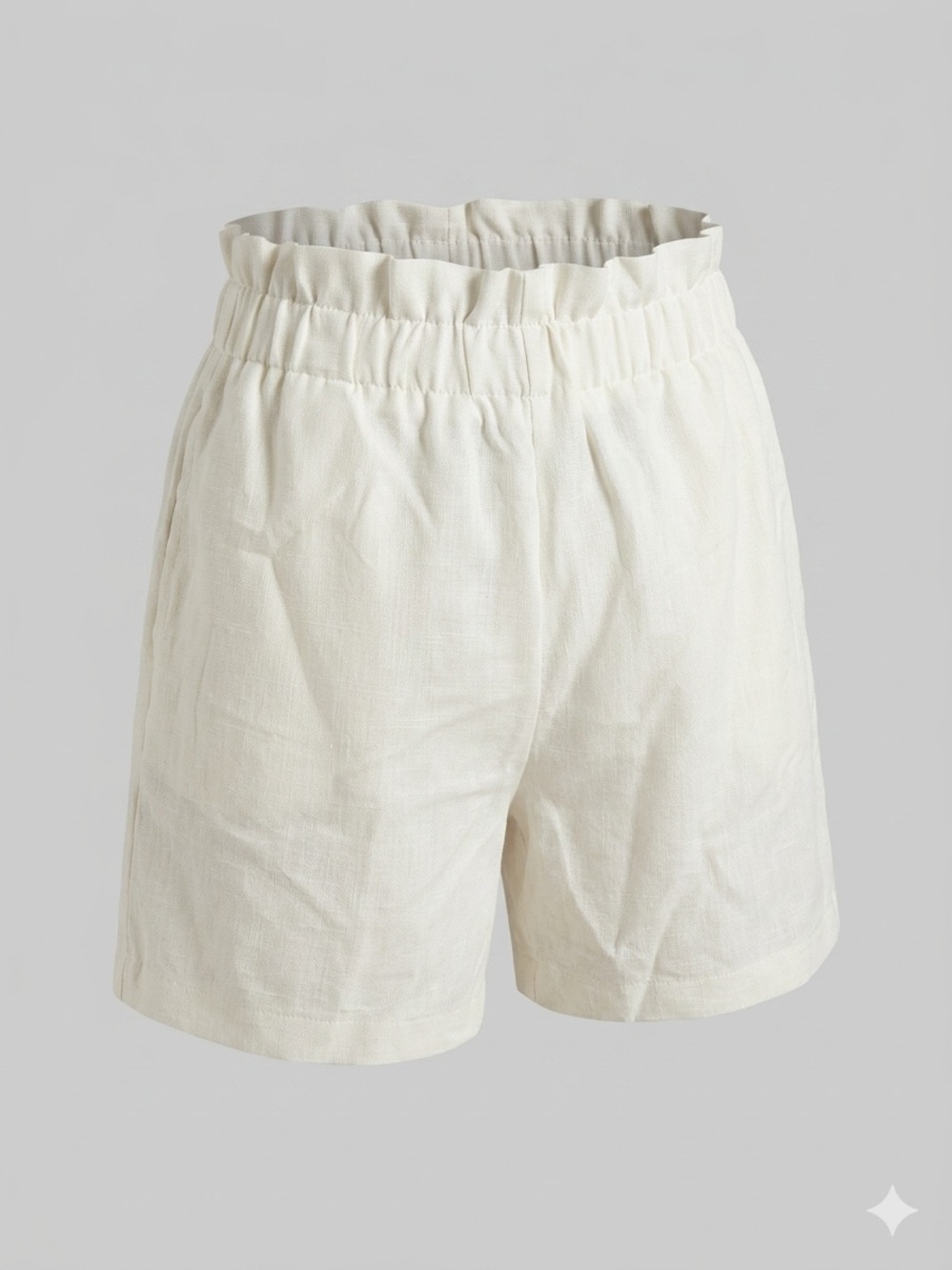 Women's Ruffle High-Waist Cream Shorts